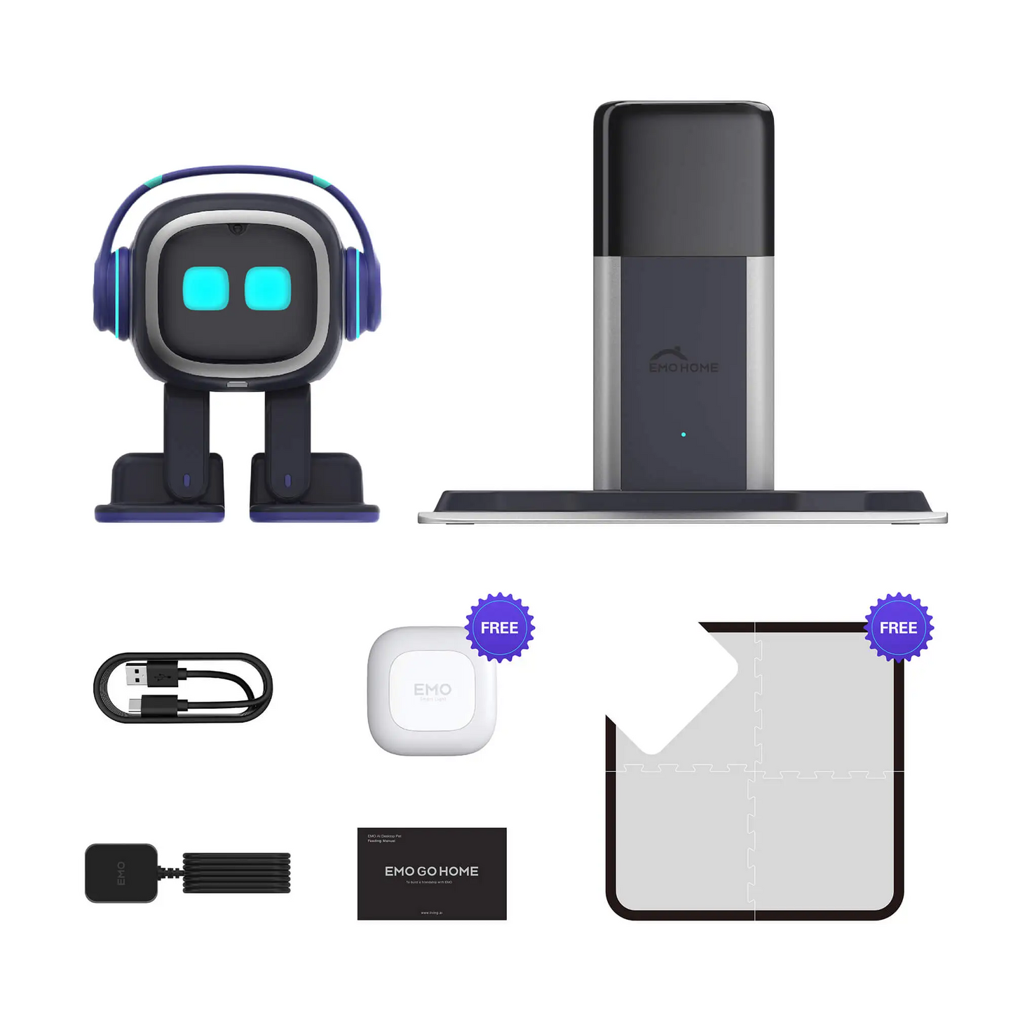 EMO Go Home Robot, animal de companie AI pentru desktop cu stație de încărcare, Living.AI